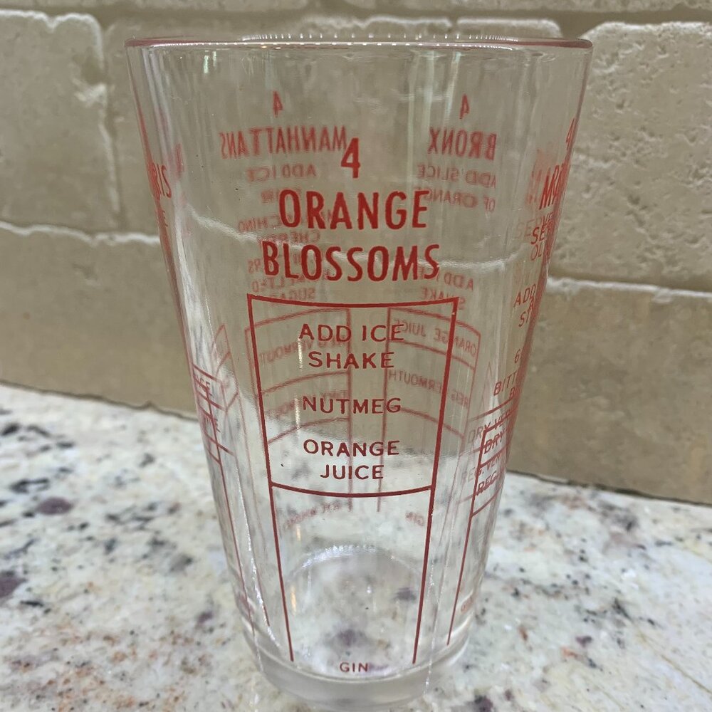 Vintage MCM Federal Glass Drink Recipe Mixer Glass Measure Cup Manhattan Bronx